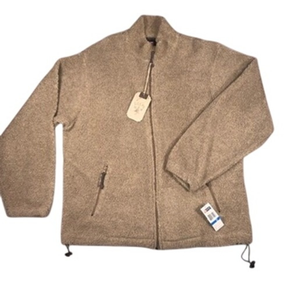 Chaps Sherpa Fleece Full Zip Jacket XL Men Tan Plush Warm Outerwear